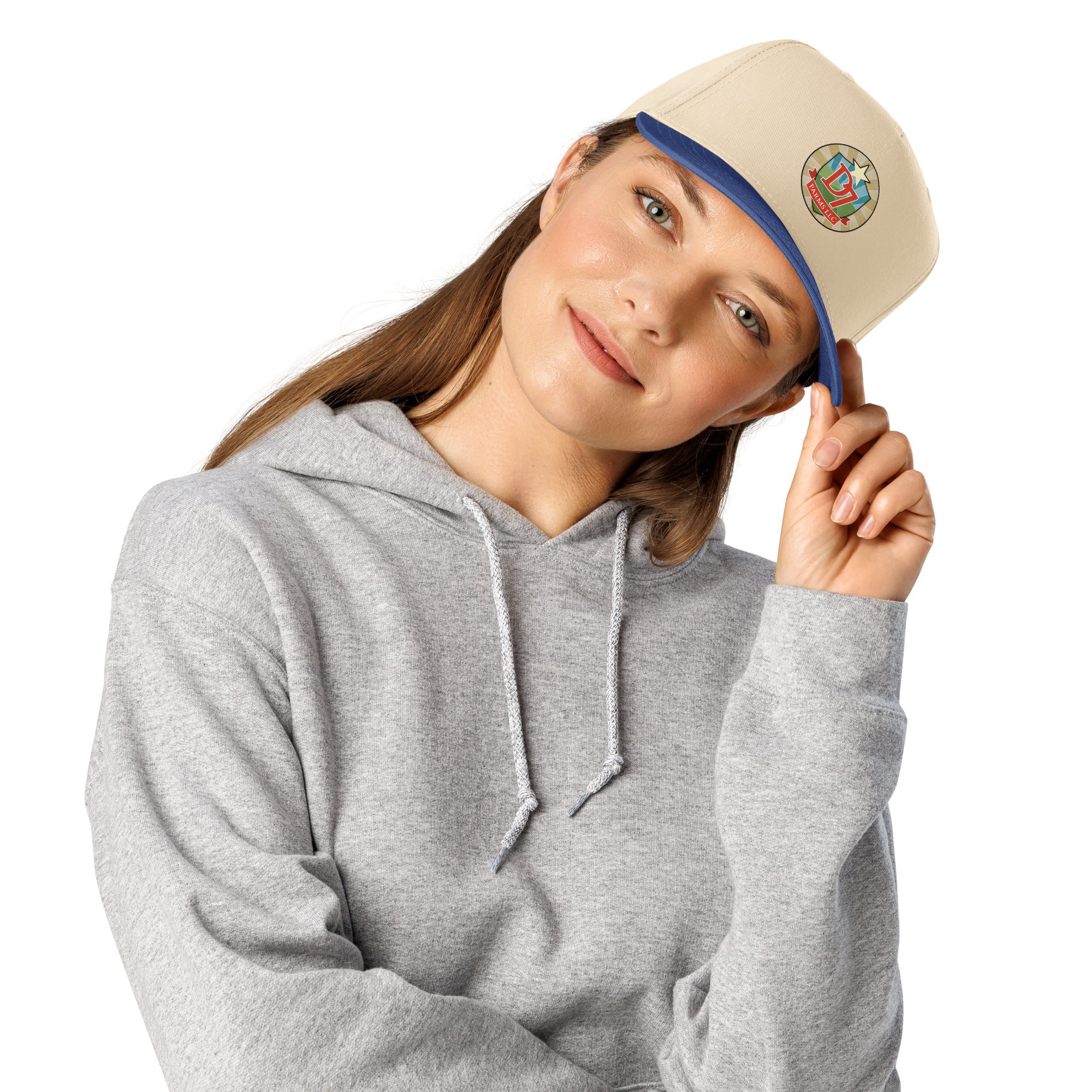 D7 Farms 5-Panel Cap in Royal Natural - front view