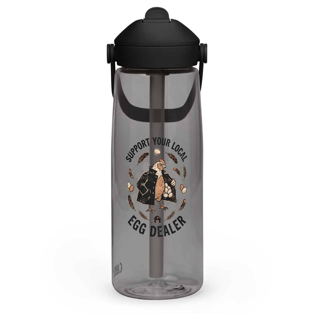 Egg Dealer Water Bottle in Charcoal - left view
