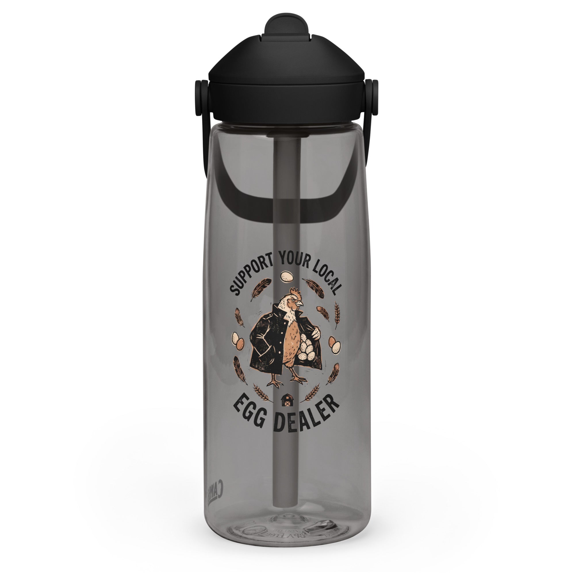 Egg Dealer Water Bottle in Charcoal - left view