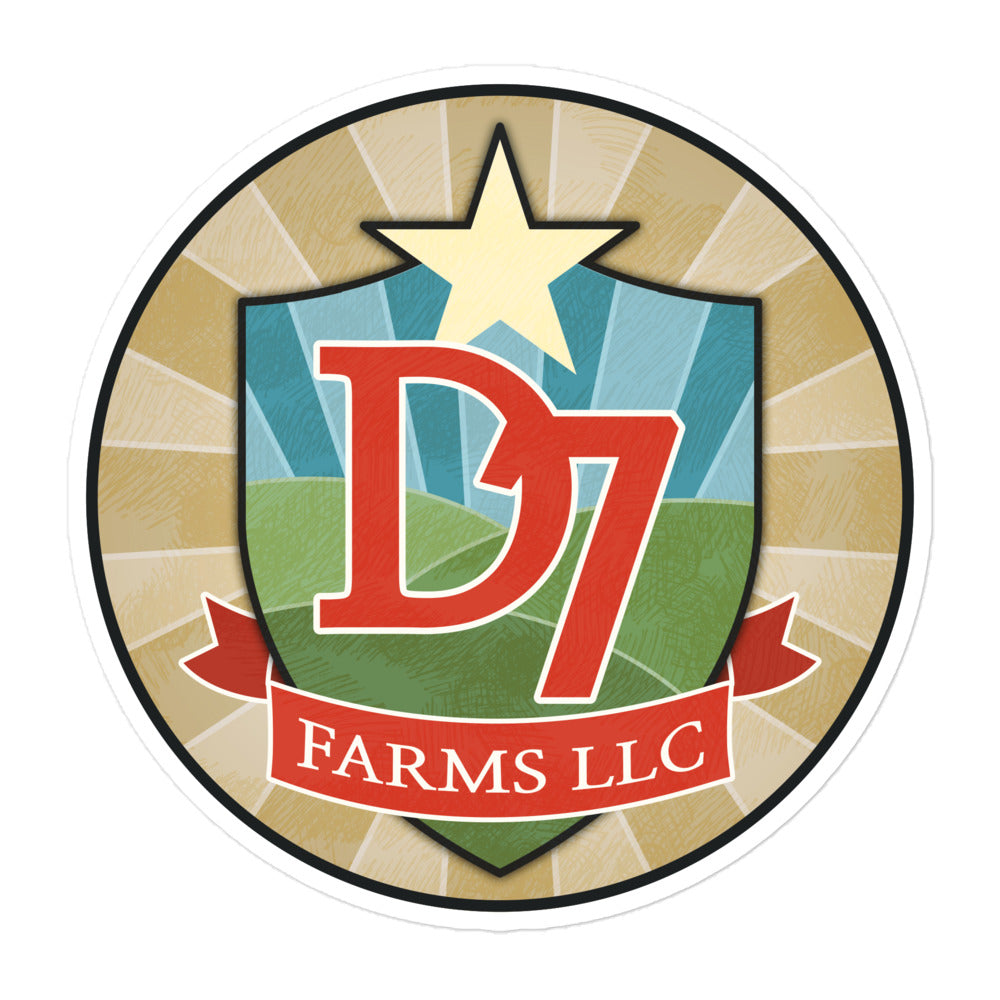 D7 Farms Logo Sticker in White - product photo