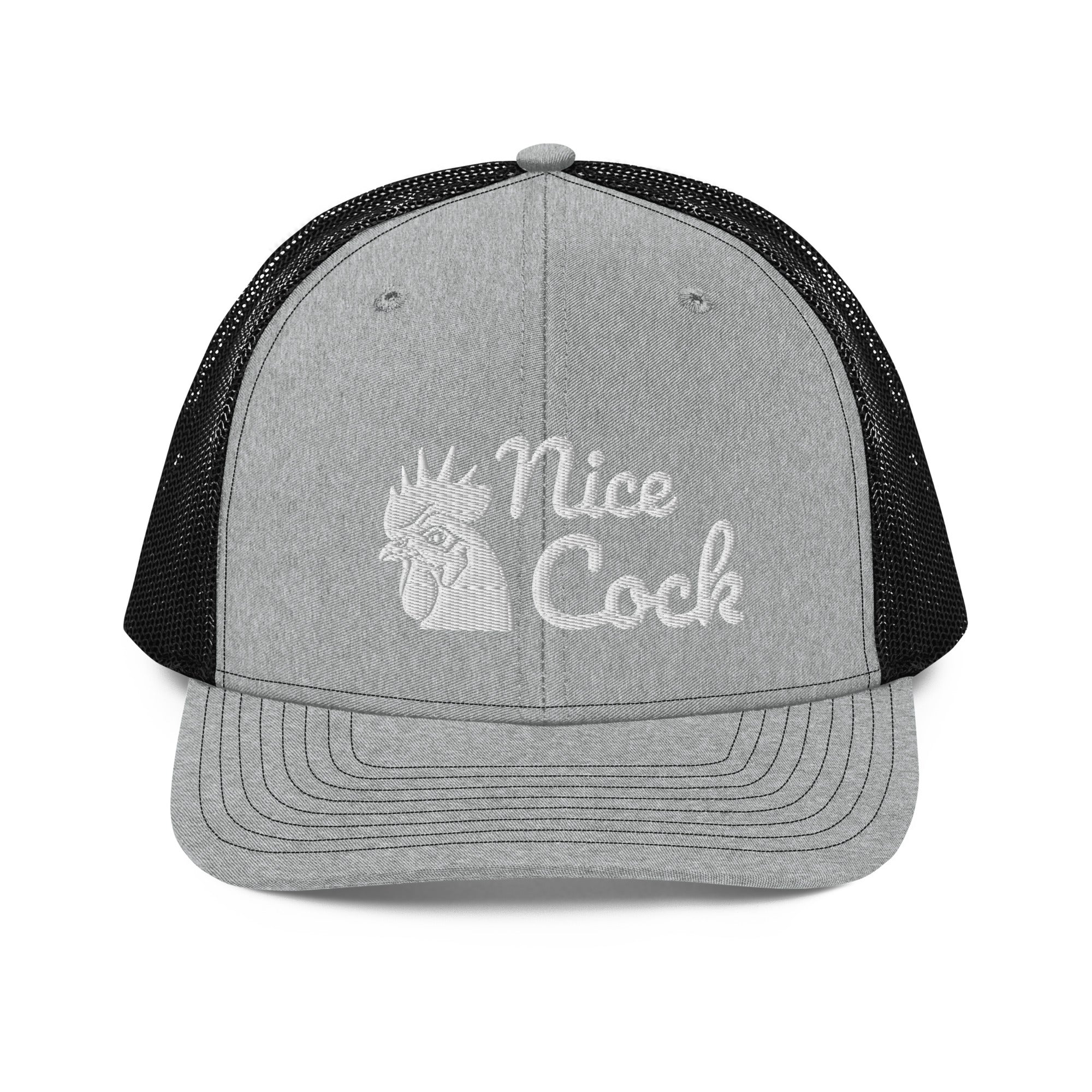 Nice Cock Trucker Cap in Heather Grey Black - front view