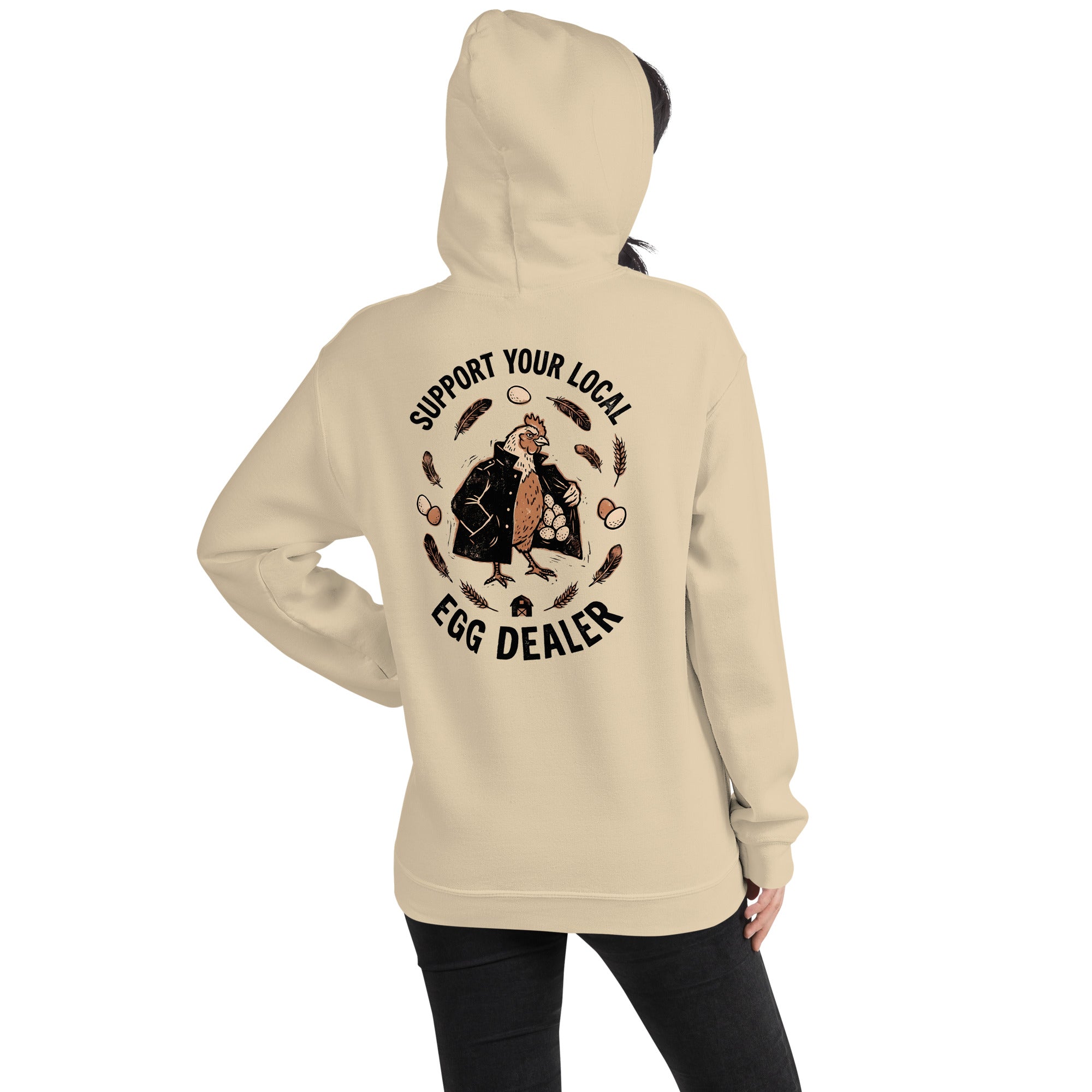 Egg Dealer Hoodie in Sand - back view