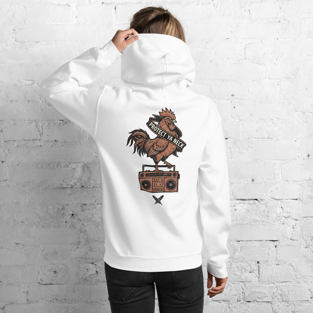 Protect Ya Neck Hoodie in White - back view