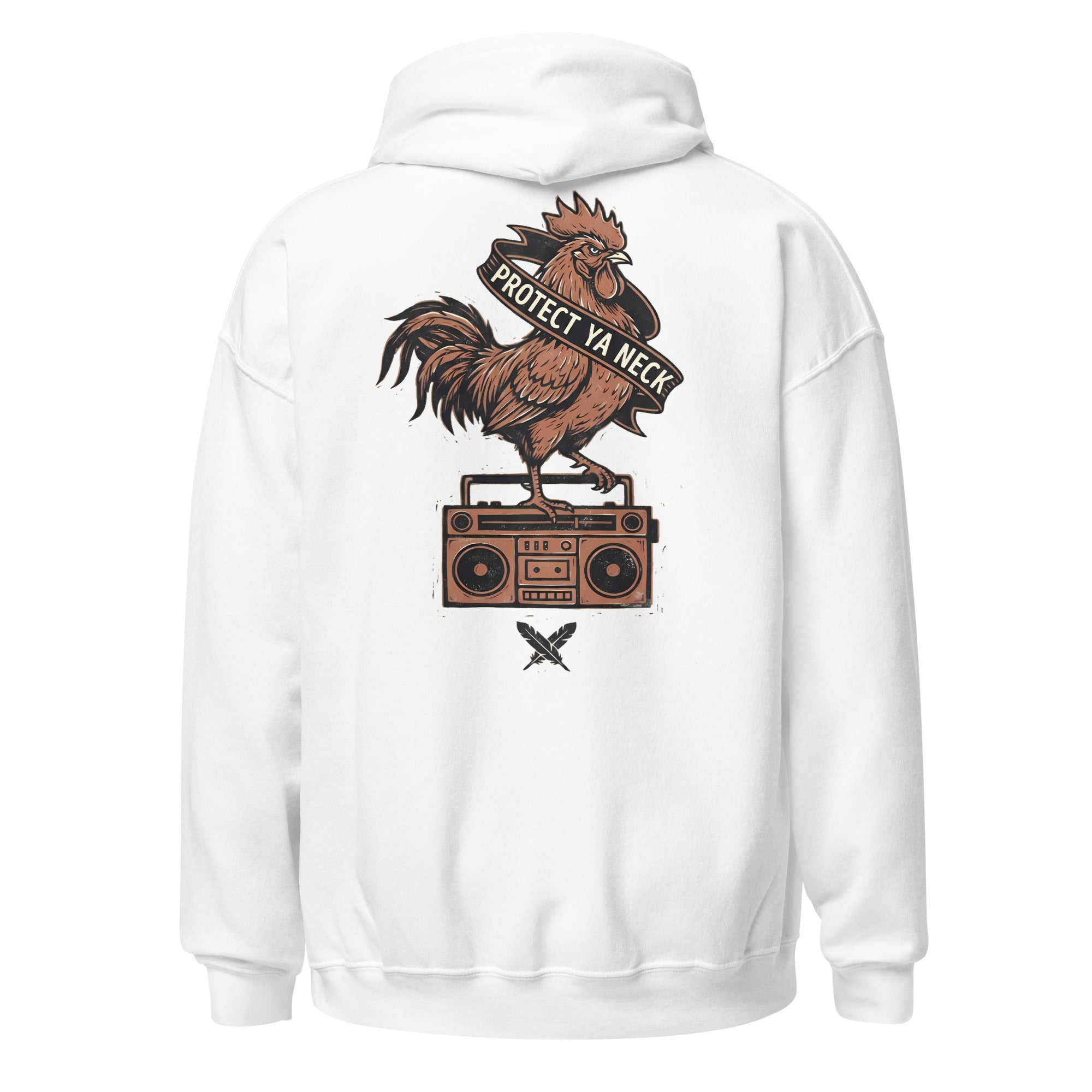Protect Ya Neck Hoodie in White - back view