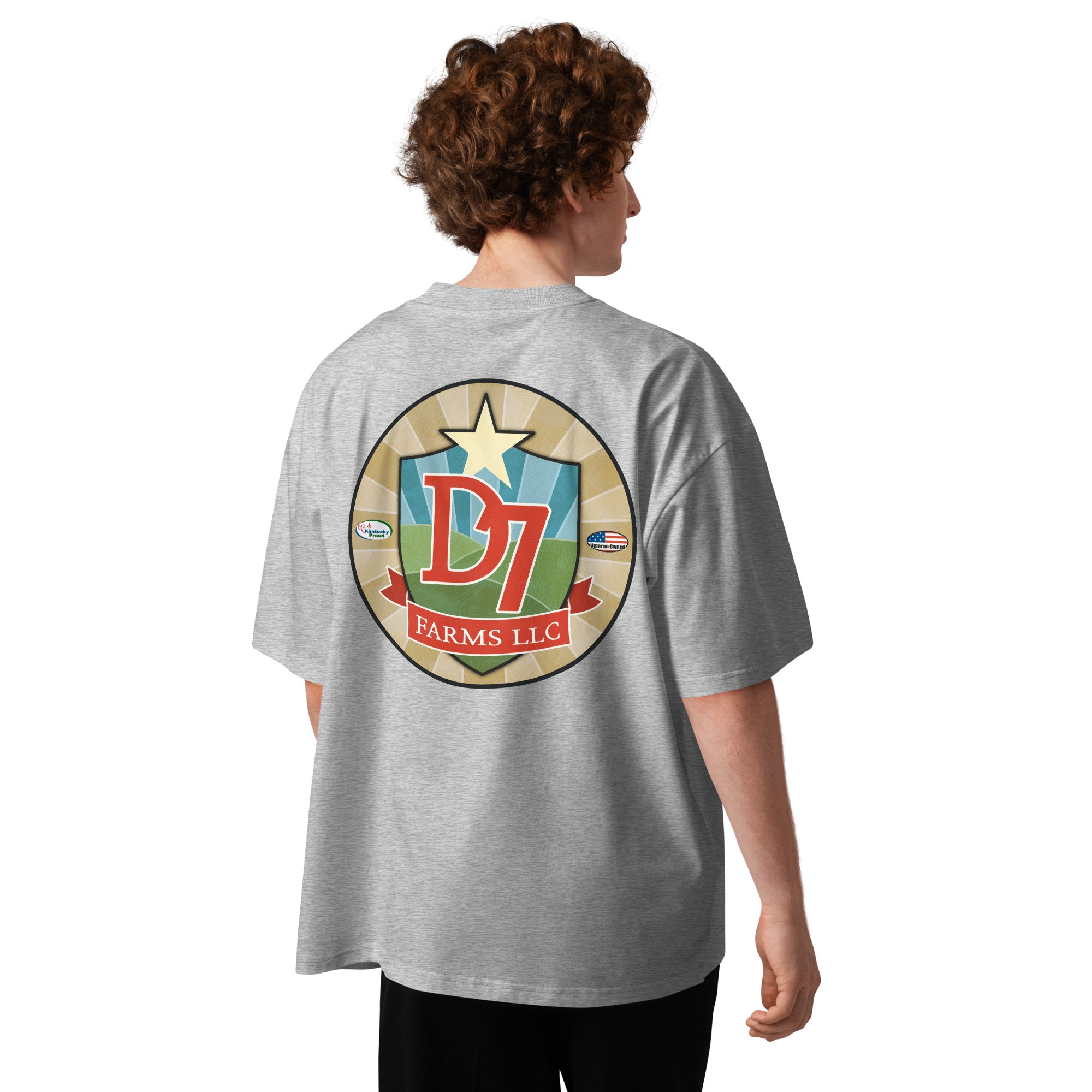 D7 Farms Organic Oversized Tee in Heather Grey - back view