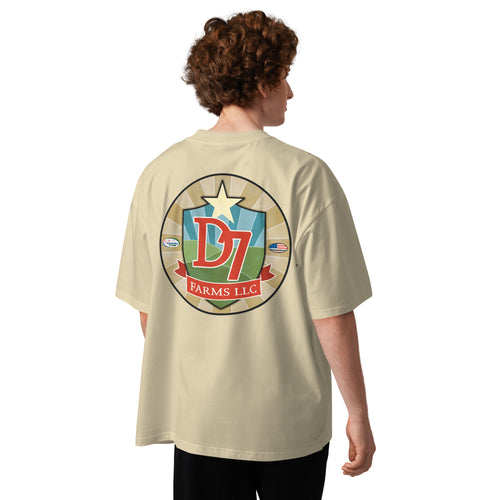 D7 Farms Organic Oversized Tee in Stone - back view