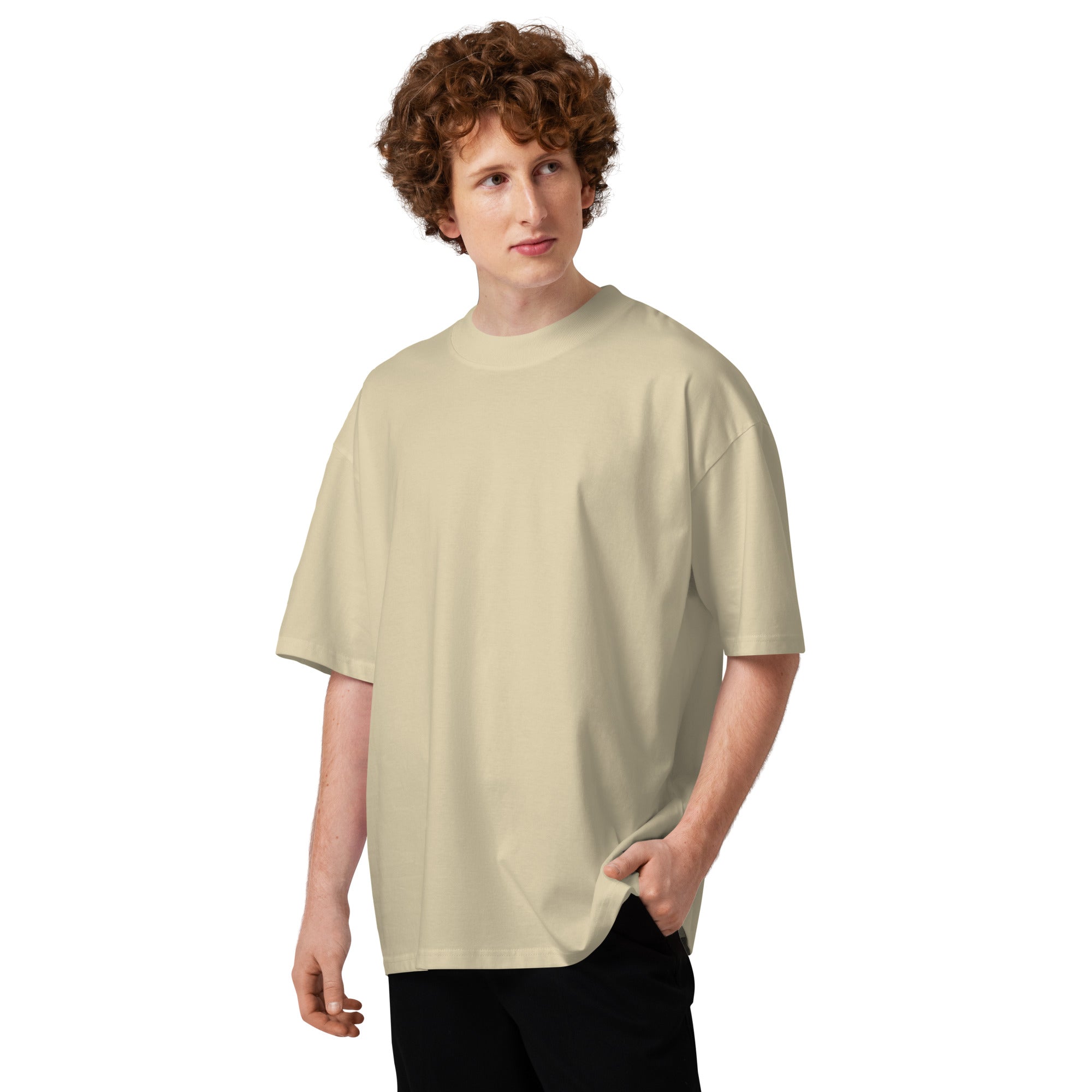 D7 Farms Organic Oversized Tee in Stone - front view